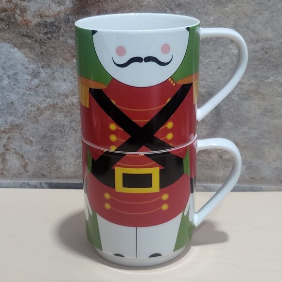 Maxwell & Williams Two Stackable Mugs Nutcracker Toy Soldier You're A Doll Coll - Picture 2 of 11